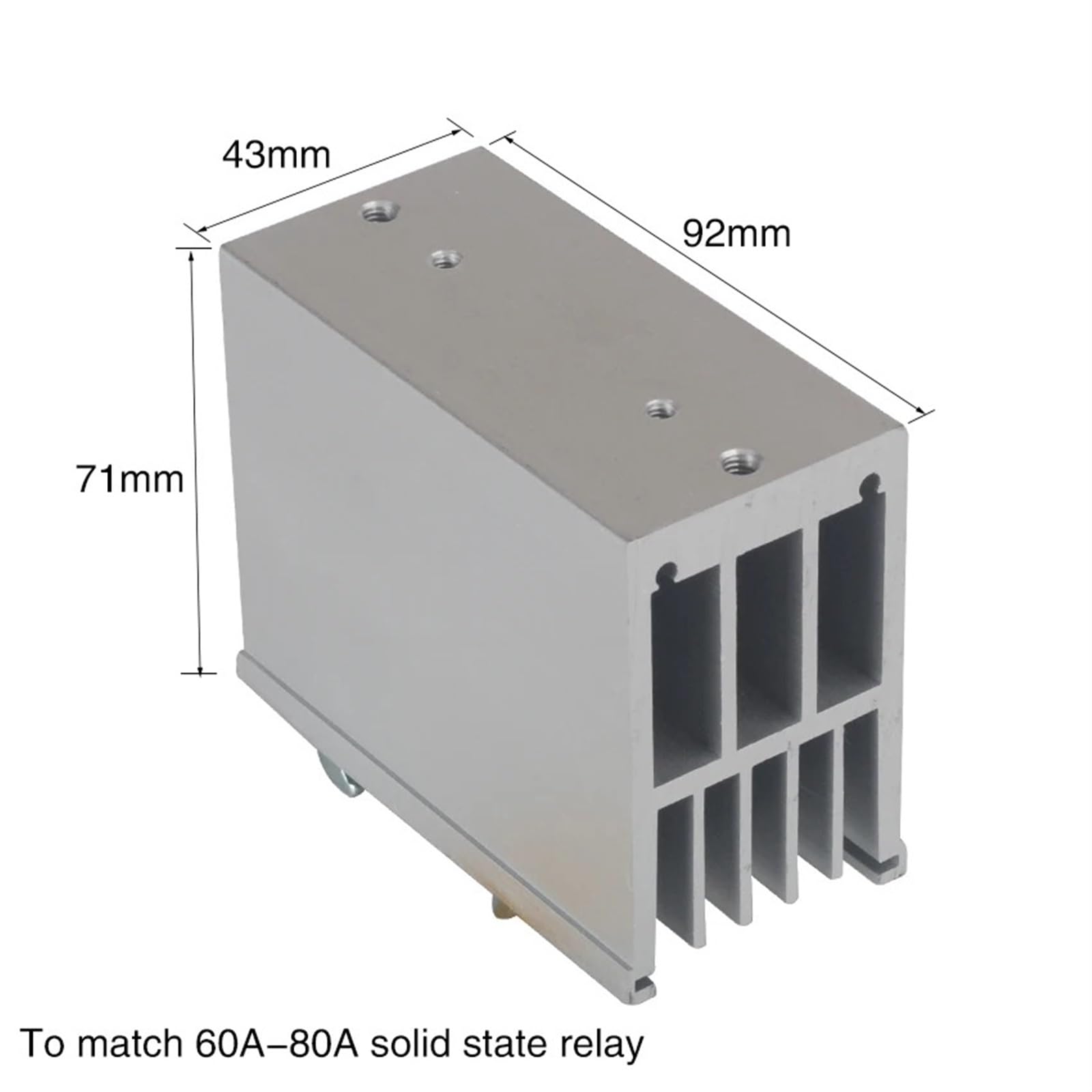 Disipador de disipador de calor de aluminio I75 for relé monofásico de estado sólido SSR 40A 75X43x71mm radiador de disipación de calor(40A)