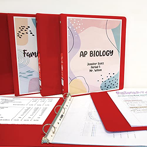 Bazic 3 Ring Binder 1.5" Economy View Binders Organizer - Red, Round Ring, Hold 250 Sheets Paper, For School Office Home, 1-Count #TOP1