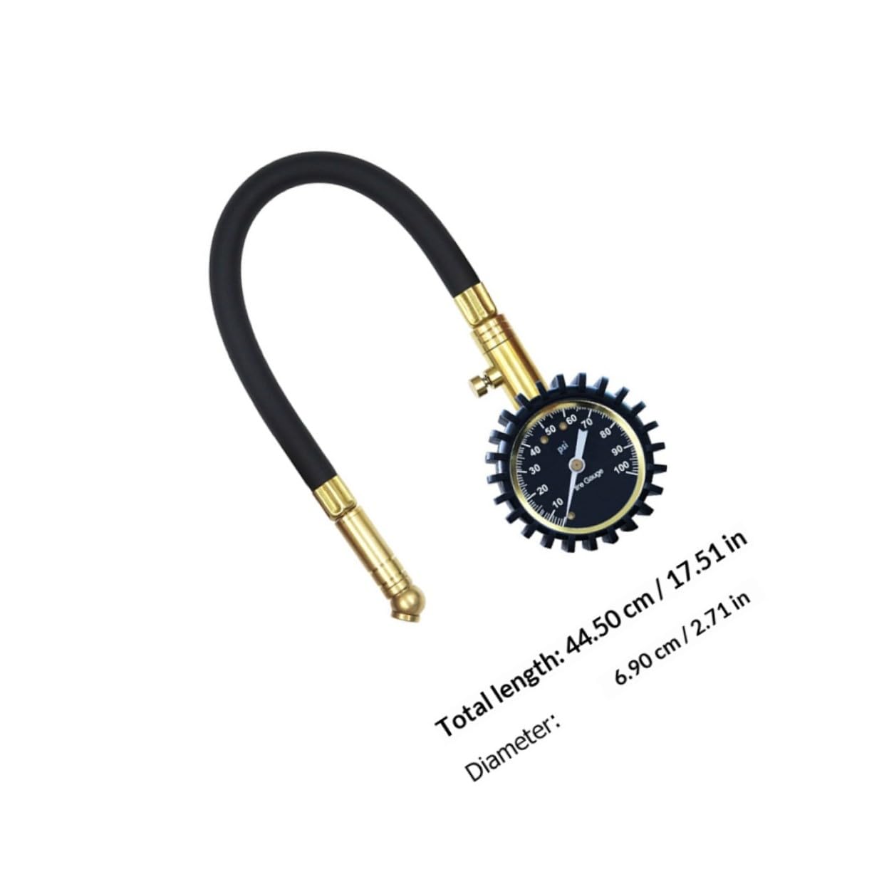 Didiseaon Car Tire Pressure Gauge with Flexible, Analog Air Pressure Meter for Cars and Trucks, Brass Tire Inflator with Sturdy Rubber Tube, Accurate Psi Gauge for Vehicle Maintenance