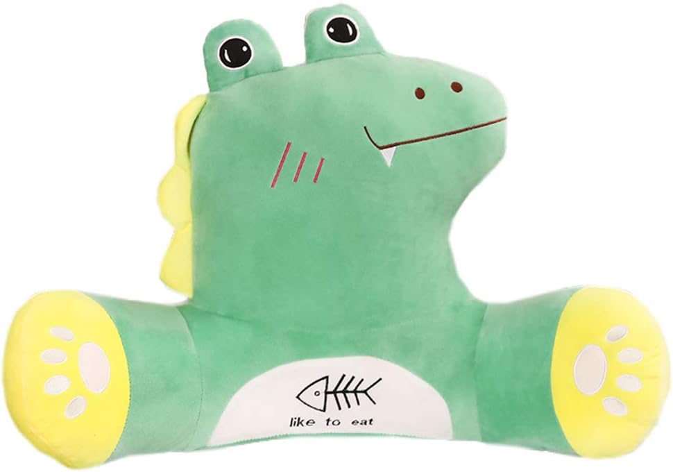 Cartoon Animals Plush Lumbar Back Pillow Cushion Soft Back Support Waist Pillow Office Chair Rest Reading Pillow Bed Rest Chair Pillow (Green Crocodile, 65CM/25.59inch)