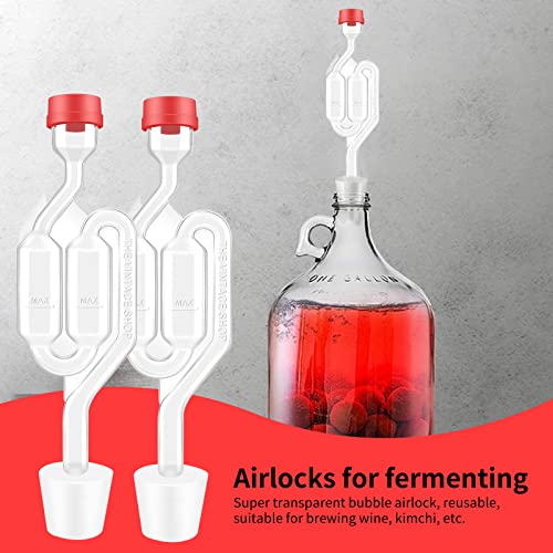Airlocks For Fermenting, Brewing Supplies, Super Transparent Upgraded Version Of 5 Fermentation Airlock, 5#6 Stoppers And 20 Airlock Grommets, Used For Brewing Wine, Beer, Sauerkraut, Pickles, Etc #TOP4