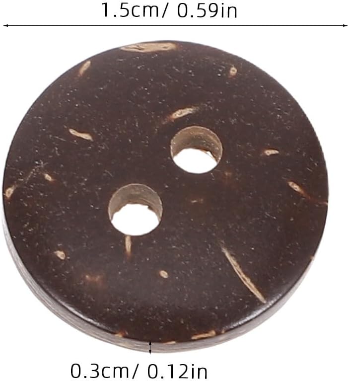 120pcs Natural Coconut Shell 2 Hole Round Rustic Boho Buttons Xmas image 2