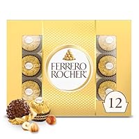 Ferrero Rocher Fine Hazelnut Milk Chocolate, 12 Count, Pack of 6 Individually Wrapped Chocolate Candy Gift Boxes, 5.3 oz