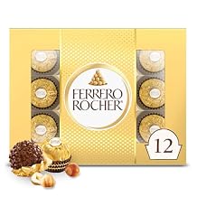 Ferrero Rocher Gourmet Hazelnut Milk Chocolate Gift Box, 12 Individually Wrapped Chocolates, 5.3 oz