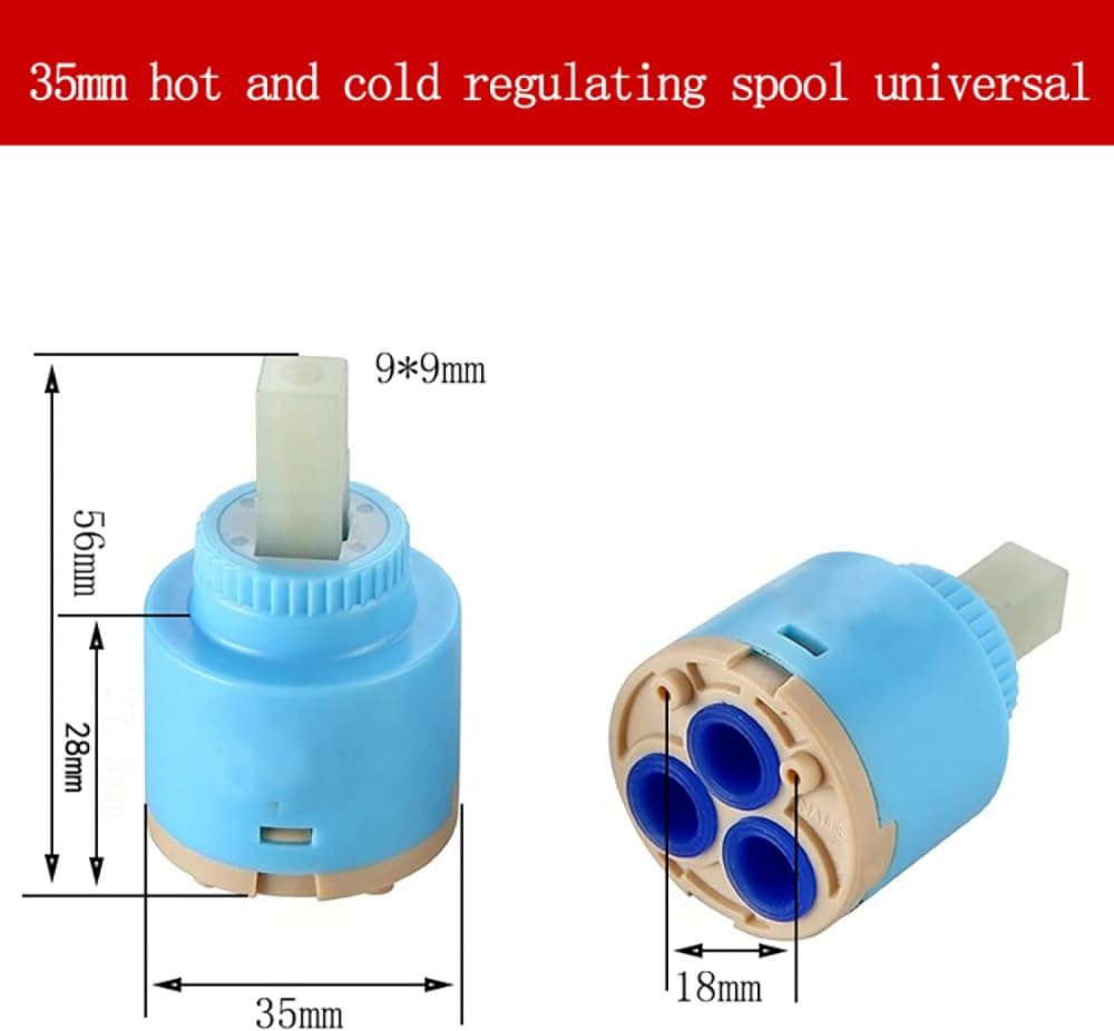 Cartucho de repuesto de alto rendimiento para grifos de cocina, cartucho de válvula de cerámica de 22/25/26/28/33/35/40 mm, compatible con grifos mezcladores, control de agua de grifo (A 35 mm)