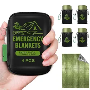 Guijinga Emergency Blankets for Survival, 2-Pack/4-Pack Space Blankets, Gigantic & Extremely Thick Mylar Blankets, Suitable for Outdoor Survival, Camping, and Hiking