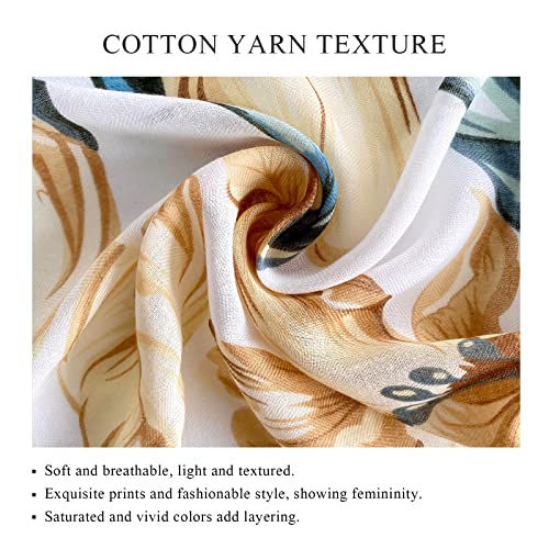 Herringbone Scarf Women Butterfly Flower Printed Cotton Long Scarves Lightweight Stole Sunscreen Shawls All Season3