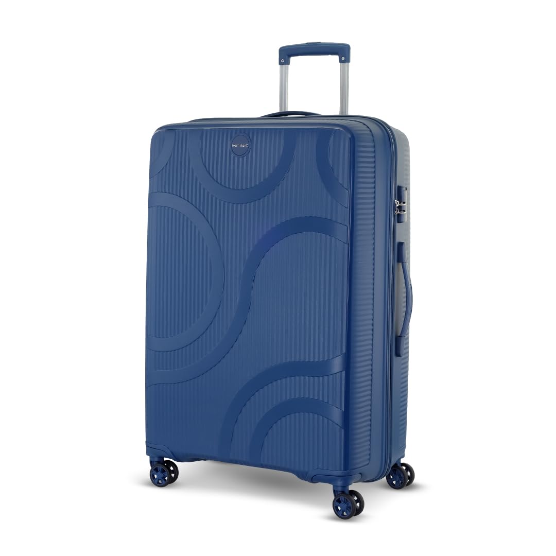 by American Tourister Selva|Trolley Bag Check-in Medium Size (69 cms) for Travel| Hard Case Polypropylene (PP) Suitcase|360° 8-Wheel Spinner Luggage Trolley|Combination Lock| Navy