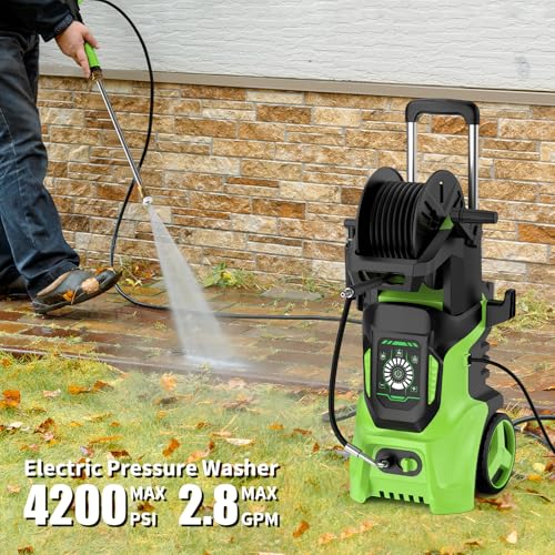 2025 Electric 4200 PSI Pressure Washer with Touch Screen & Foam Cannon, Green