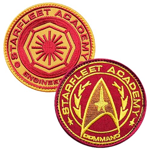 2 Stück Starfleet Academy kompatibel mit Star Trek Patches Taktische Militär Moral Abzeichen Stickerei Emblem Hook and Loop Patches für Kleidung Rucksäcke DIY Mützen Uniform Hosen Weste Biker