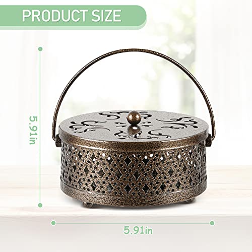 Whiidoom Thicken Iron Mosquito Coil Holder With Handle Portable Incense Burner Ideal For Outdoor Home Decor(Brown) #TOP1