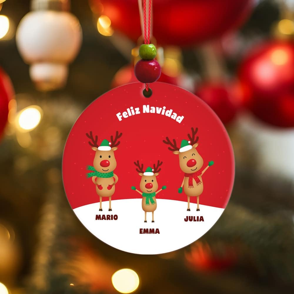 Transparent Gift Pack de Adornos Personalizados para el Árbol de Navidad con Nombres Renos. Bolas de Navidad para Personalizar. Decoración de Navidad. Bolas Navidad Personalizadas. Adornos Colgantes