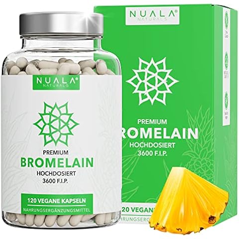 Bromelain Hochdosiert 3600 - F.I.P. - 120 vegane Kapseln á 550 mg - WICHTIG: 100% Natürliches und reines Verdauungsenzym aus Ananas - Ultrahohe Enzymaktivität - Produziert in Deutschland Cover