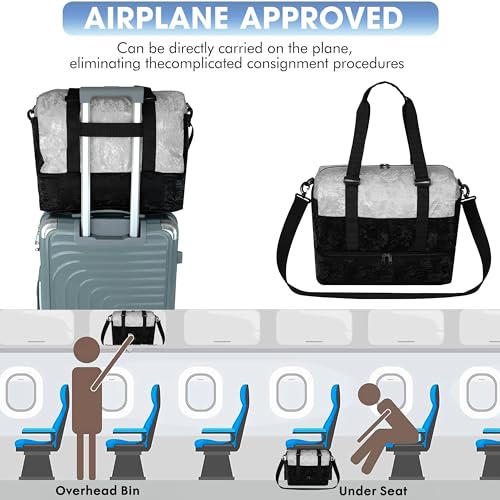 Image of Storite Polyester 43cm Travel Duffle Bag for Woman,Lightweight Water-Resistant Weekender with Carry Straps Large-Capacity Luggage Gym Bag for Men & Women (Grey, 43 x 23 x 34 cm)