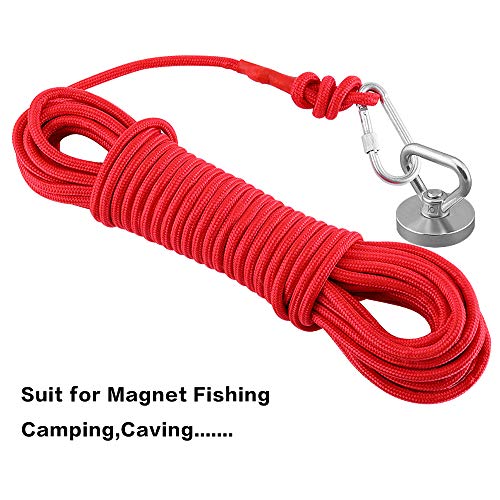 Mhdmag Magnet Fishing Rope, Carabiner Braid Rope, Nylon Rope Mooring Line For Commercial, Anchor, Clothesline, Boat Anchor, Crafting, Blocking, Pulling, Draging, Cargo, Tying, Tow Rope, Paracord Leash #TOP4