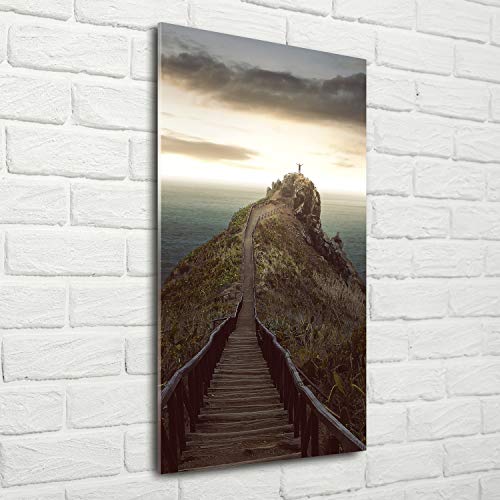 Tableau sur verre trempé 70x140 cm chemin sur le rocher