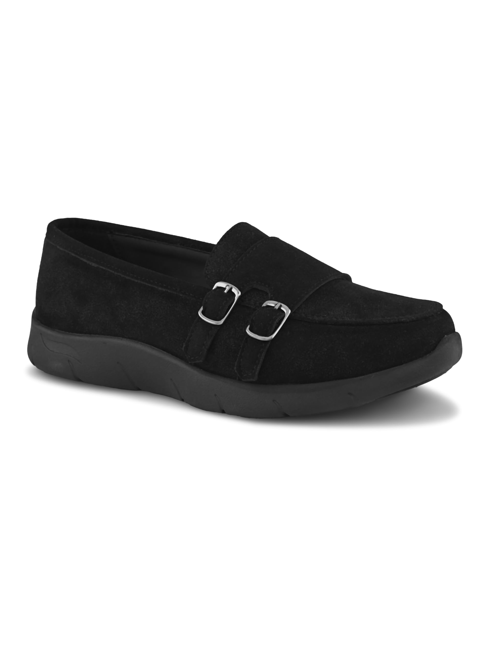 womens Women Casual Shoes Stanphord Women’s Stylish Slip-On Loafers | Suede Finish Casual Shoes | Double Buckle Strap Design | Comfortable Cushioned Insole | Lightweight Anti-Slip Sole WTP 1214 BROWN-4-image-47