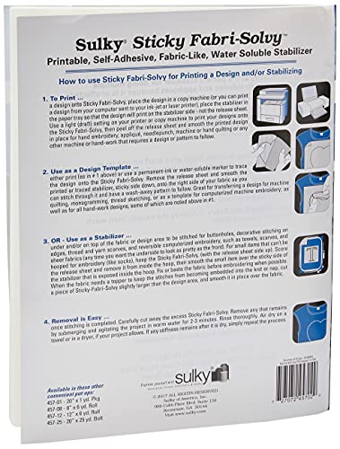 Sulky Sticky Fabri-Solvy Stabilizer 12/Pkg - 8.5"X11" - Image 4