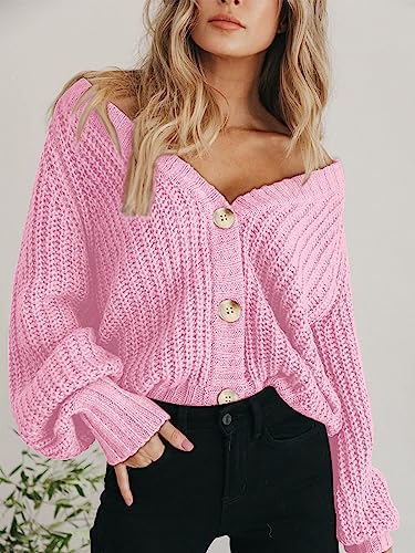 Image of PRETTYGARDEN Women's Chunky Knit Open Front Sweater Long Sleeve Button Loose Short Cardigan Outerwear Coats