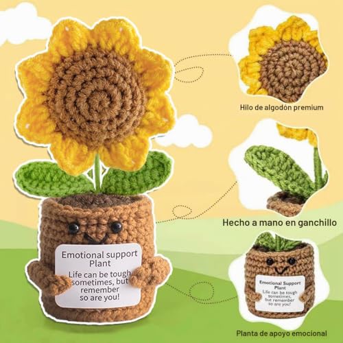 Miniatura 3 de Fosdick Girasol Crochet Positivo, Patata Positiva, Girasol De Crochet Con Tarjeta, Girasoles De Ganchillo, Girasoles Muñeco De Ganchillo Regalos Para Familia, Amigos, Fiesta, Decoración Del Hogar
