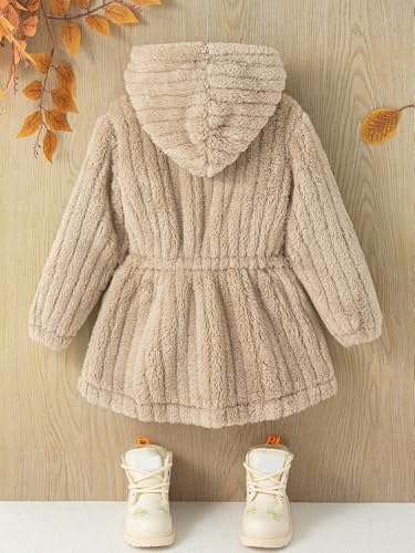 Girls’ Fleece Jacket Button Down Hooded Fur Sweatshirt Warm Thick Coat Outwear for Little Girls2
