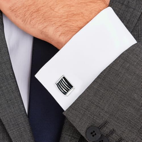 Image of Cufflinks for Men Classic Wedding Business Shirt Cuff Links Set Gifts with Box