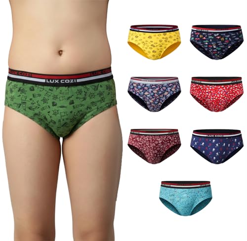 Image of Lux Cozi Boy's Super Combed Cotton Outer Elastic Printed Brief with Ultra Soft Waistband | Colors & Prints May Vary|