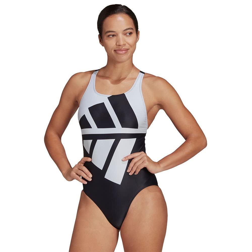 adidas Damen 3 Bar Swimsuit, Black/White, S EU