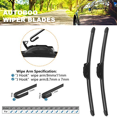 Autoboo 26"+ 17" Windshield Wiper Blades Premium All-Seasons Oem Quality Wipers With Durable Stable And Quiet, Pack Of 2 (Pair For Front Windshield) #TOP6