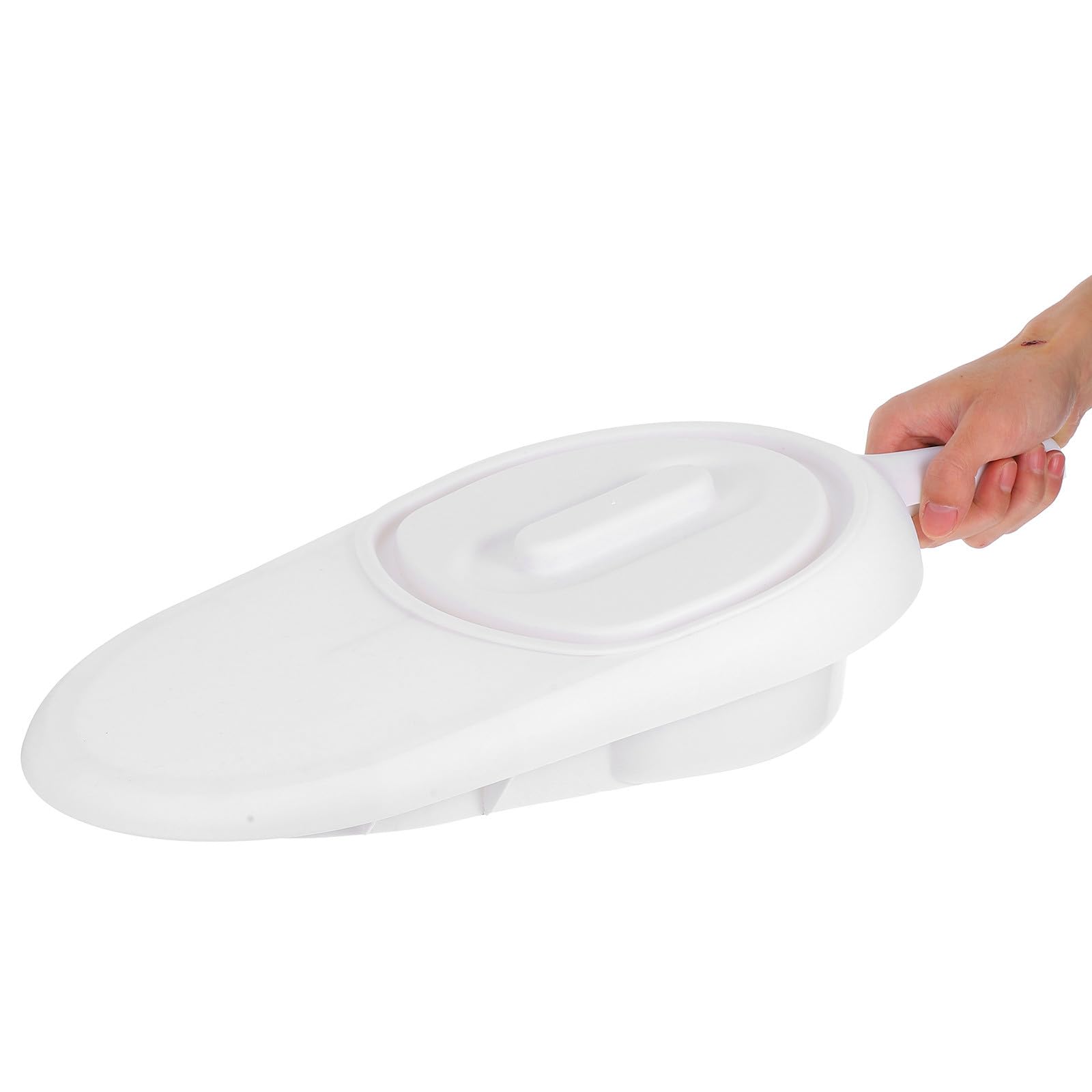 GARVALON Padella da Letto per Pazienti e Anziani Manico Vasino Portatile in Plastica Bianca Coperchio e Sedile Rimovibile Soluzione Pratica per Assistenza Domiciliare e Ospedaliera