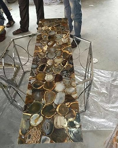 Table basse 35,6x35,6 cm agate jaune carrée époxy balcon