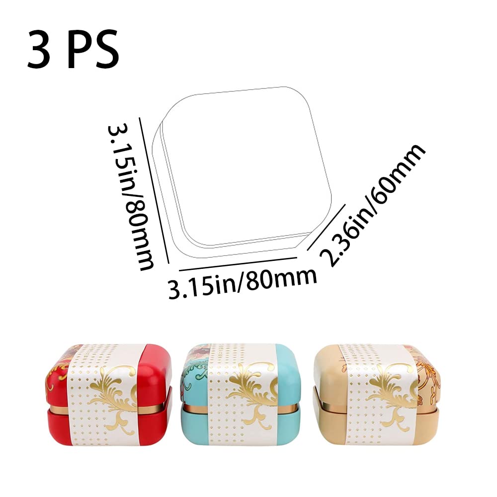 NingMengXYRHZB 3 Pcs Tea Tin Canister Mini Tea Storage Box Rustproof Square Coffee Tea Sealed Box for Store Crafts Snacks Candy and Tea