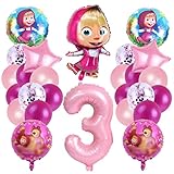 Mascha und der Bär Luftballons,Mascha und der Bär Set Folienballon,Mascha und der Bär Geburtstags Dekorationen,Mascha Luftballons für Geburtstag Kinder