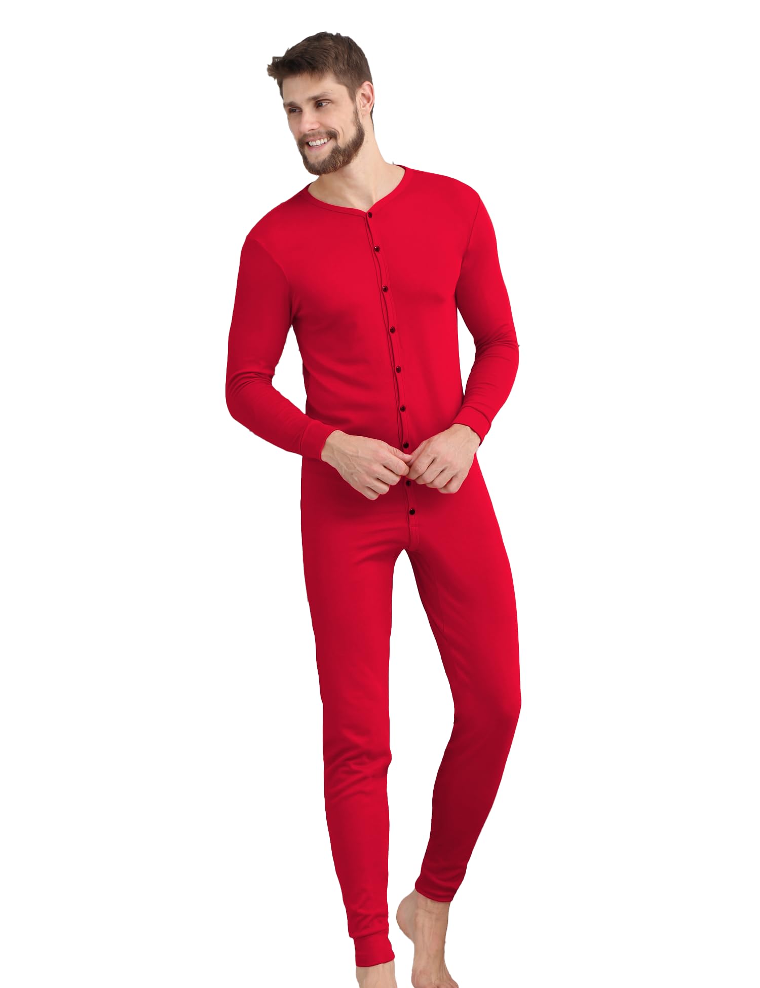 COLORFULLEAF Herren Men's Cotton Thermal Underwear Thermounterwäsche aus Baumwolle
