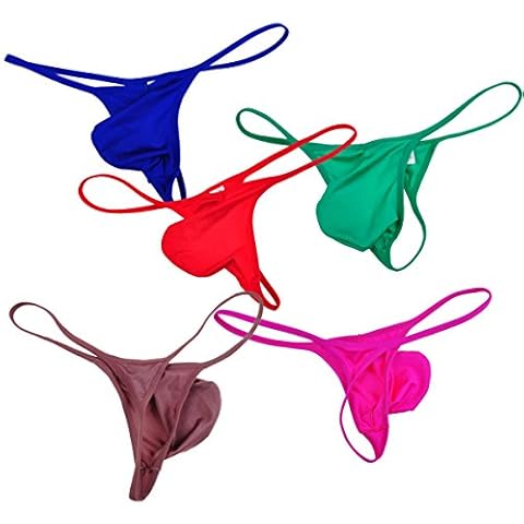 JAXFSTK 5-Pack Men's Spandex Thong Guy Men T-Back G-String Jockstrap Underwear Pouch Body Tanga Pants XL Cover