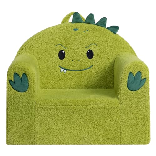 BEJOY Canapé pour enfant en mousse ultra douce - Fauteuil lit simple pour garçons et filles - Dinosaure vert