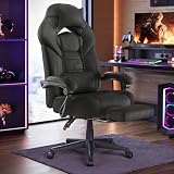 Migliori sedie gaming in tessuto SONGMICS Sedia Gaming, Sedia Ufficio Scrivania, Ergonomico, con Poggiapiedi, Poggiatesta Regolabile, Cuscino Lombare, Portata 150 kg, Nero Inchiostro OBG077BH21