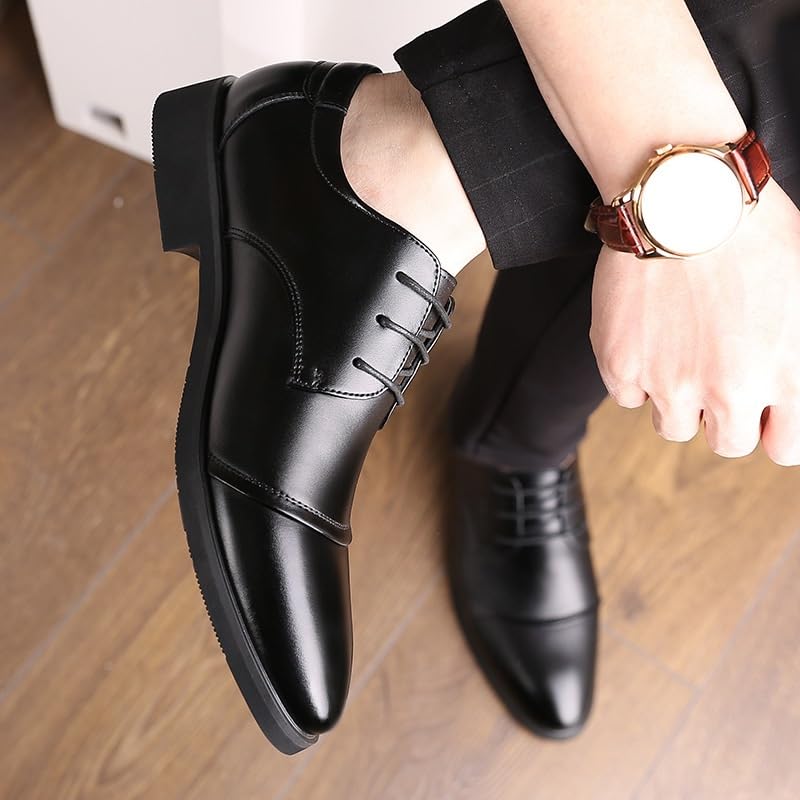Men's Shiny Patent Leather Dress Shoes Men Formal Pointed Lace Up Casual Business Suit Tuxedo Shoes Modern Office Suit Tuxedo Patent Leather Oxford Shoes for Men(7)2