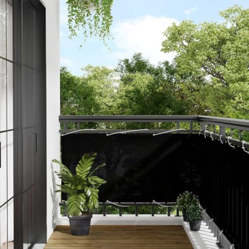 Écran de balcon 100 % polyester Oxford noir haute densité pour extérieur