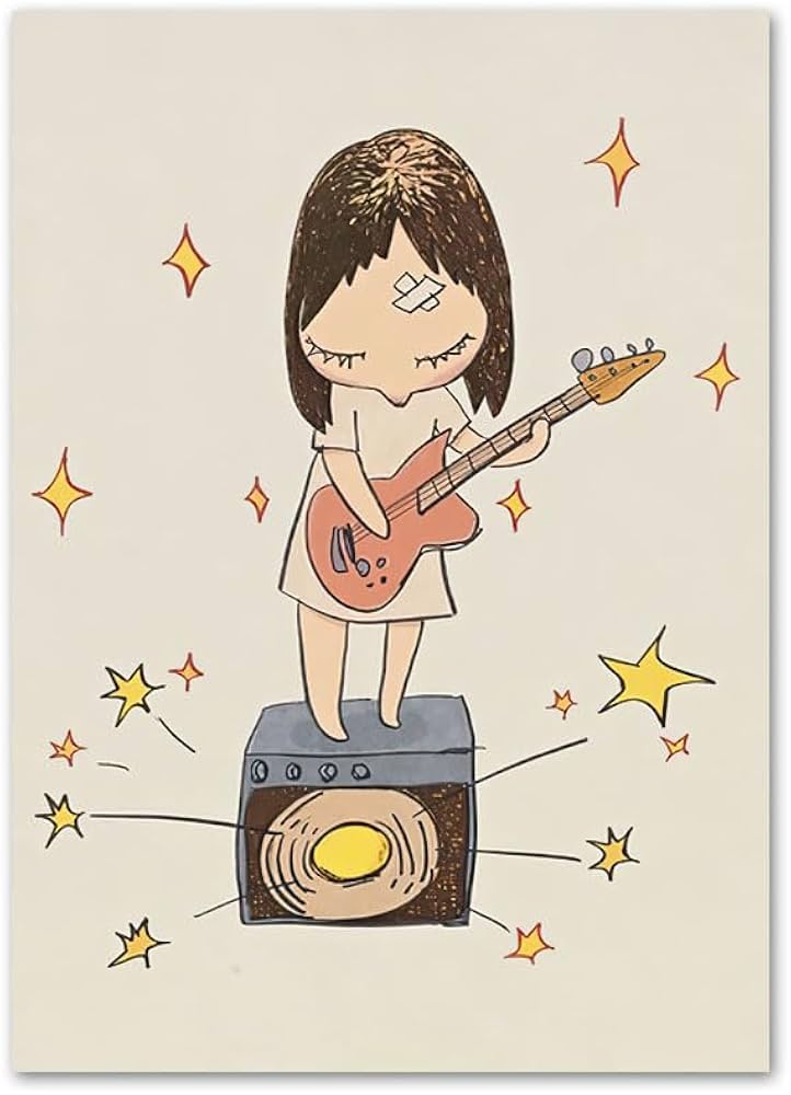 Amazon.co.jp: 有名な奈良美智ポスターギターガールウォールアート奈良