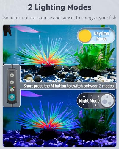 Image of Pawfly 5 W Aquarium LED Light 11 Inch Underwater Fish Tank Light with Full Spectrum IP68 Waterproof White Blue Red Lights with Daytime & Night Mode Timer Auto On /Off and Adjustable Brightness