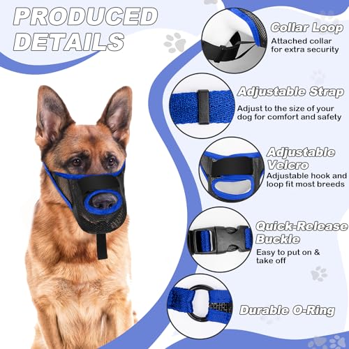 Image of Dog Muzzle, Soft Air Mesh Muzzles for Medium Sized Dogs, Breathable Dog Mussels for Scavenging Biting Licking & Barking, Adjustable Mouth Guard with Front Opening, Allows Panting and Drinking(Blue,M)