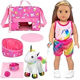 UNICORN ELEMENT 9 Pcs American 18 Inch Girl Doll Clothes and Accessories for 18 Inch Girl Dolls and...