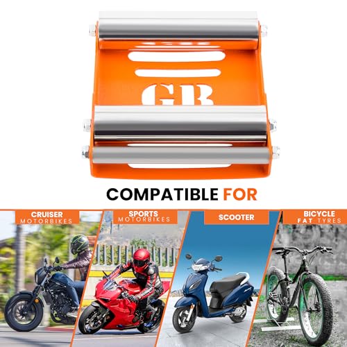 Grand PitStop Motorrad-Reinigungsständer - Paddock Stand Ersatz - Rollenständer für Reifenreinigung & Kettenschmierung - GRoller (Mittel (Fahrräder < 485 lb & Reifenbreite <180 mm))