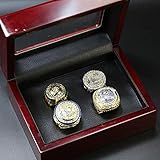 Basketball-Fans Geschenk: Krieger 4pcs Set Champions Ring Replica Designer Geschenk, Fit für Ihre Familie und Freunde. Mit Holz-Display-Box