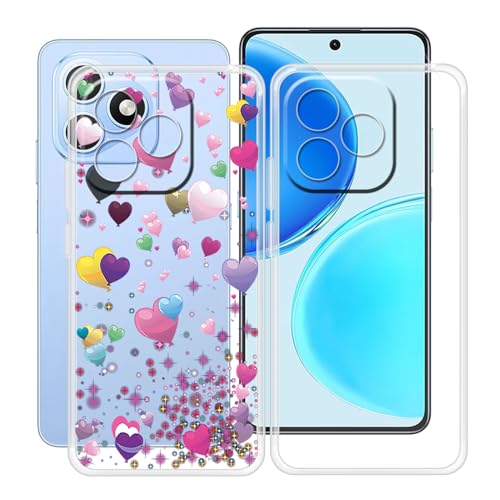 YQINHHME Funda para Honor X8d (6.77 '), 2 Pack Ultrafina Anti-Arañazos TPU Back Case Antichoque Suave Silicona Bumper Carcasa para Honor X8d - Clear + Globo Rosa