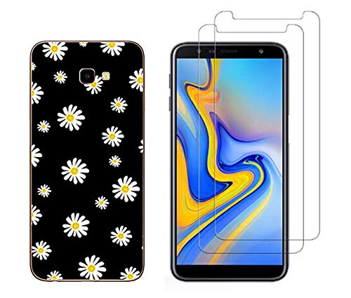 NOVAGO Compatible avec Samsung Galaxy J4 Plus/J4 +/J4 Core -Coque Souple Solide Anti Choc avec Impression + 2 Films Protection écran Verre trempé résistant...