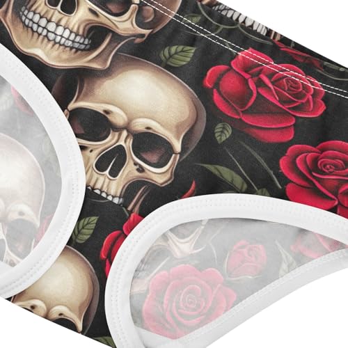 Vintage Skulls Red Roses Girls Underwear Toddler 2t Cotton Little Girl Panties Colorful Briefs Underpants4