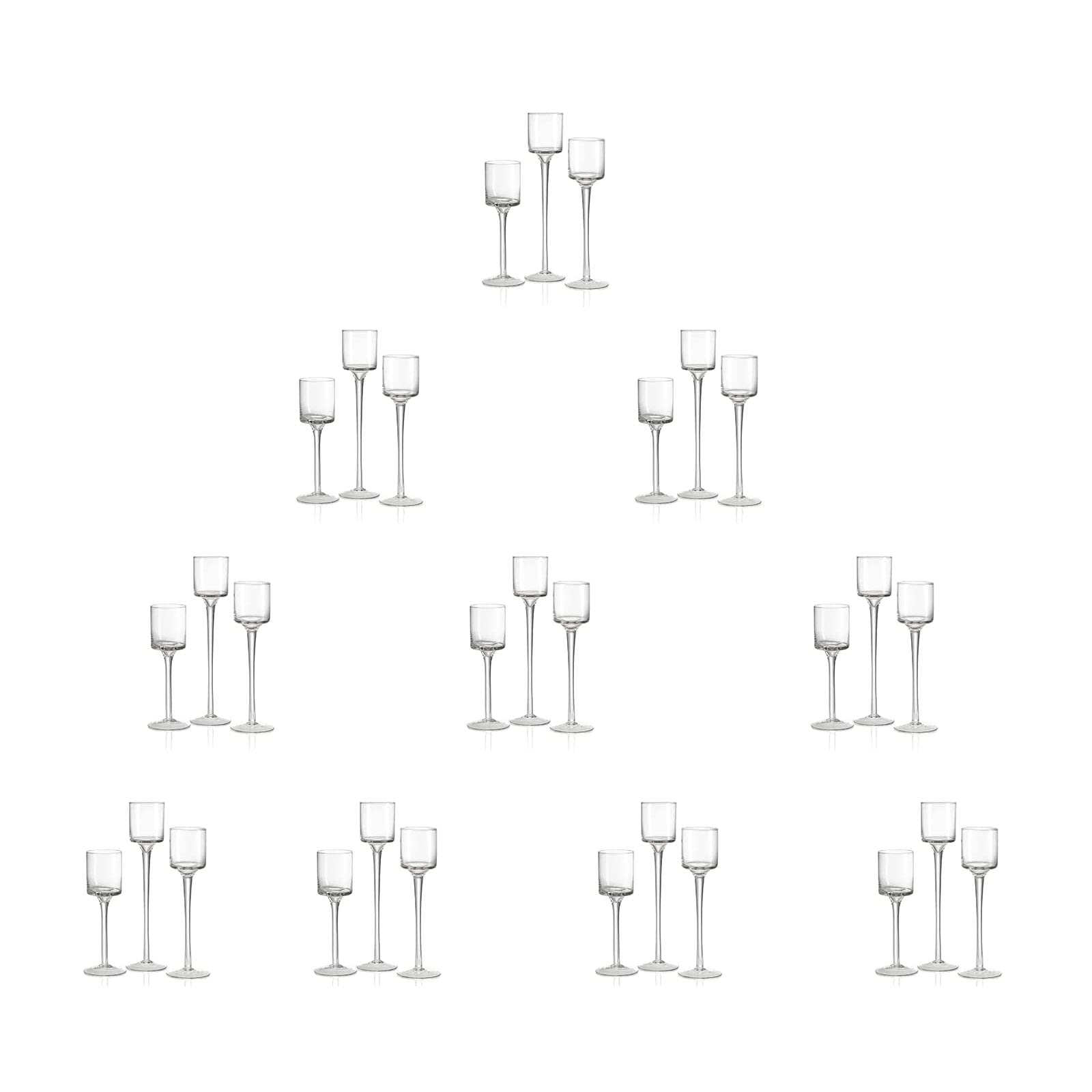 Hurricane Candle Holder Glass Tealight Tall High Tea Light Elegant Candleholders Holders Votive Long Stem Transparent Ideal Dining Wedding Party Home Decoration Gifts (Small 10 Sets)