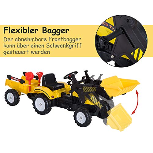 HOMCOM Trettraktor mit Anhänger Tretauto Traktor ab 3 Jahre Kinder 167 x 41 x 52 cm – Bild 4